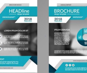 Blue business brochure cover vector material 02