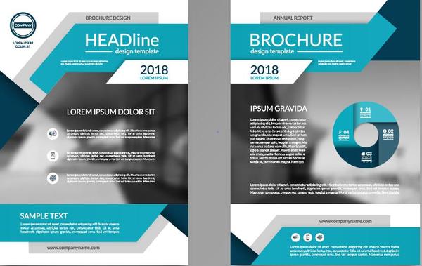 Blue business brochure cover vector material 02