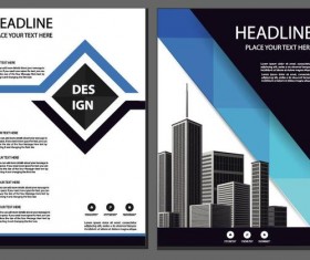 Blue business brochure cover vector material 03