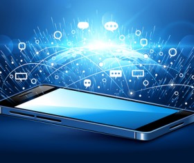 Blue phone infographic template vector