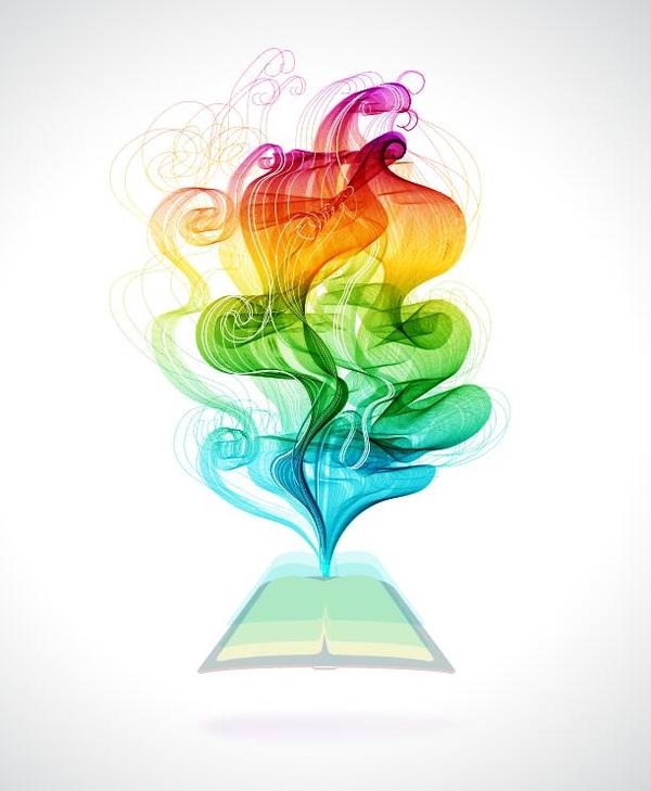 Book with colored abstract wave background vector 01
