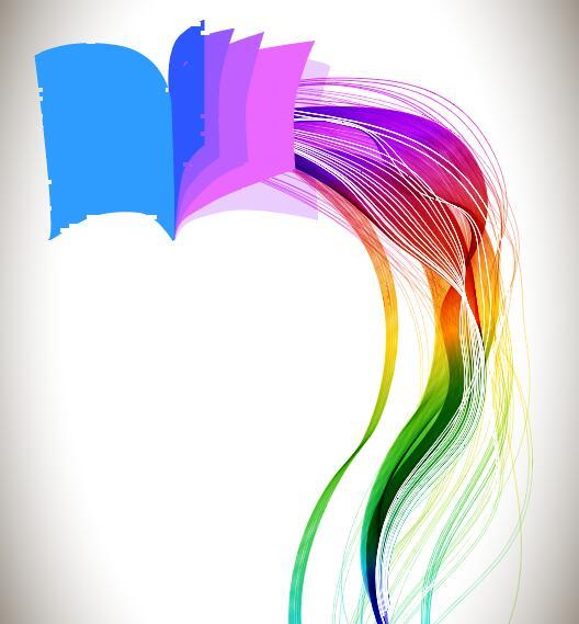 Book with colored abstract wave background vector 02