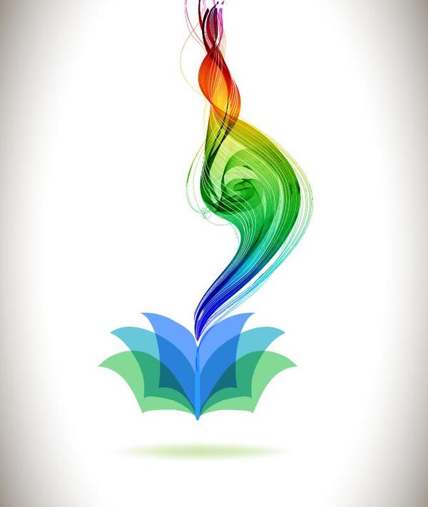 Book with colored abstract wave background vector 04