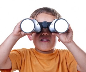 Boy using telescope Stock Photo 01