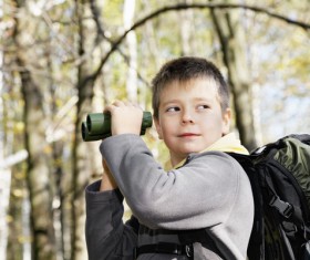 Boy using telescope Stock Photo 02