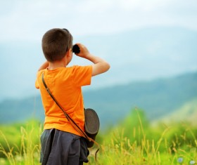 Boy using telescope Stock Photo 03