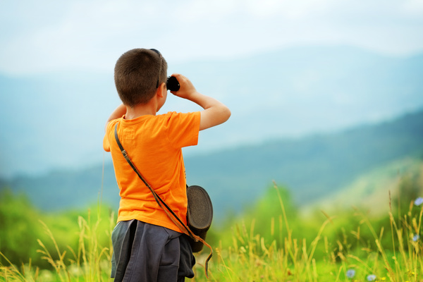 Boy using telescope Stock Photo 03
