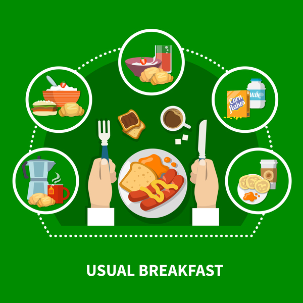 Breakfast flat infographic vector