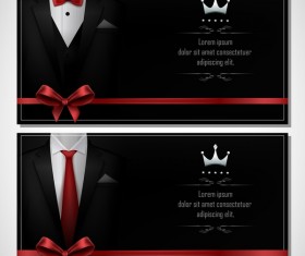 Business cards template with red bows vector 02