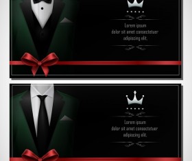 Business cards template with red bows vector 03