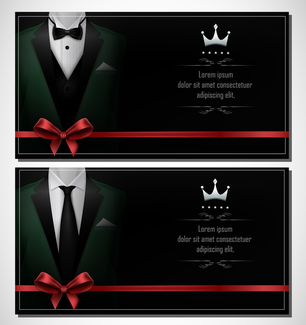 Business cards template with red bows vector 03