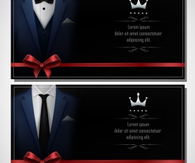 Business cards template with red bows vector 04