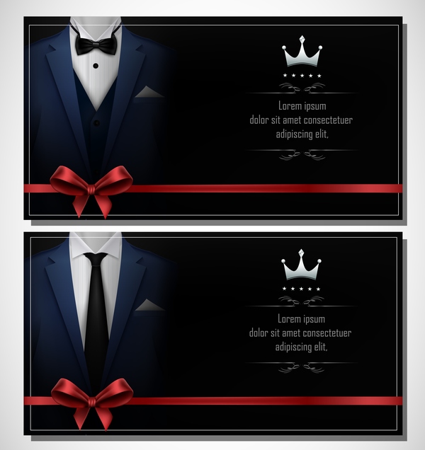 Business cards template with red bows vector 04