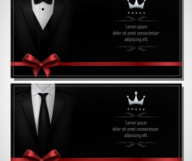 Business cards template with red bows vector 05