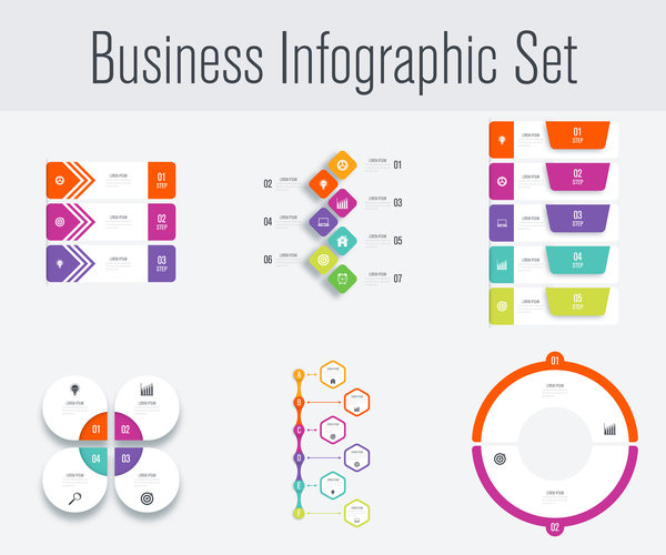 Business infographic set vectors 01