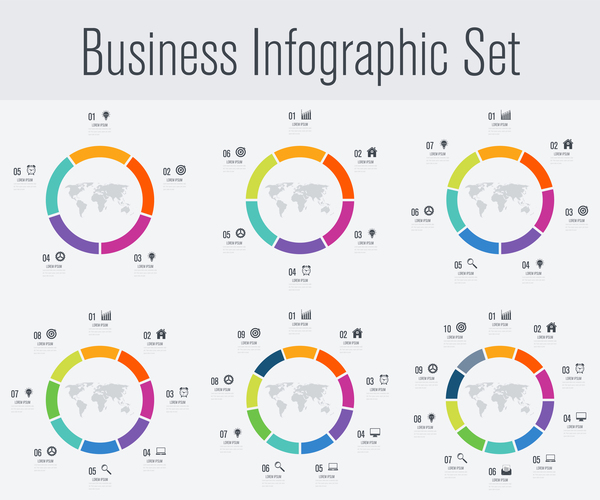 Business infographic set vectors 02