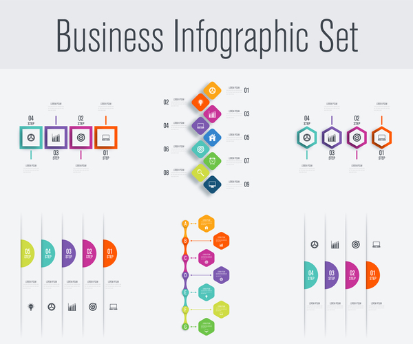 Business infographic set vectors 03