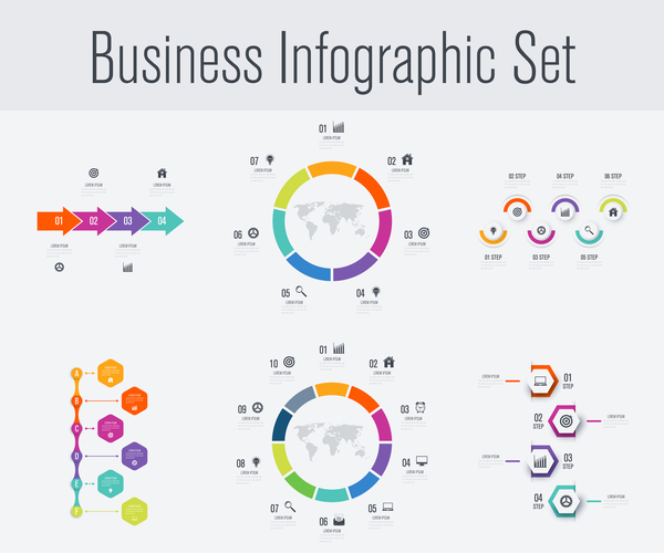 Business infographic set vectors 04