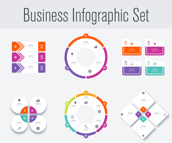 Business infographic set vectors 05