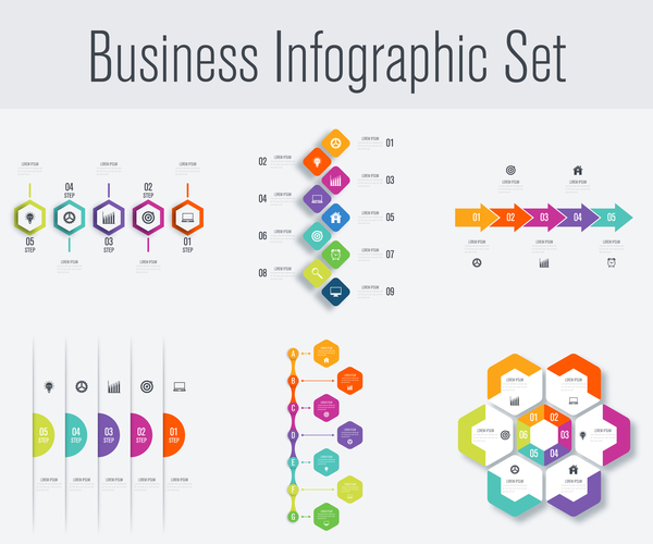 Business infographic set vectors 06