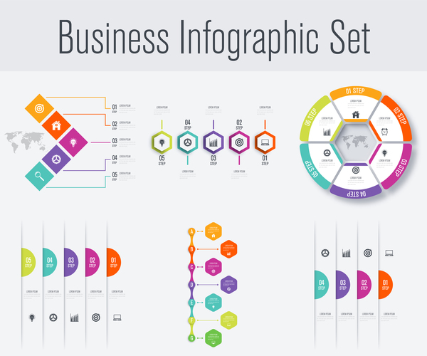 Business infographic set vectors 07
