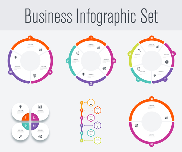 Business infographic set vectors 08