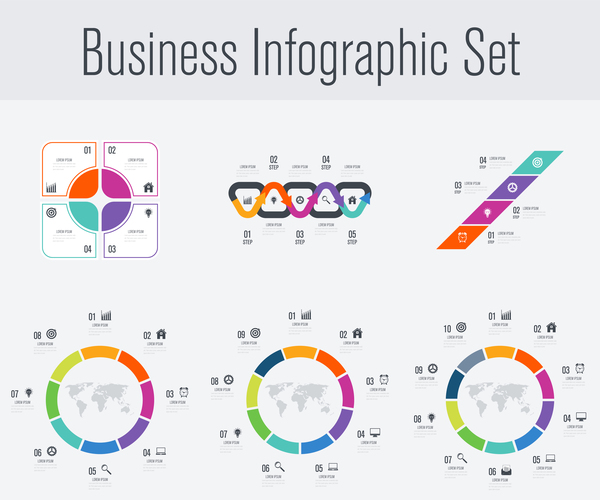 Business infographic set vectors 09