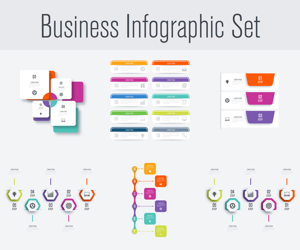 Business infographic set vectors 10