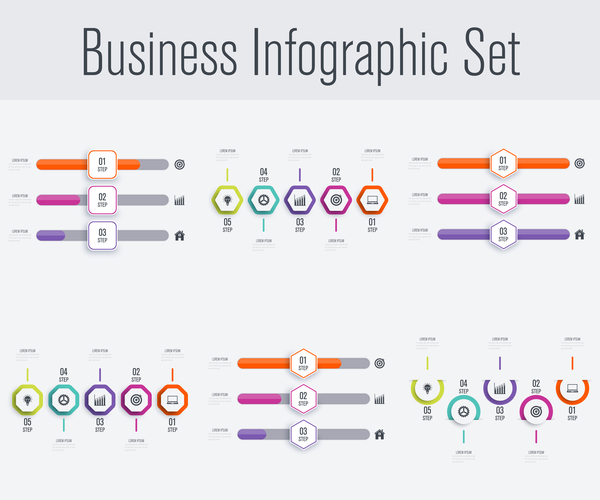 Business infographic set vectors 11