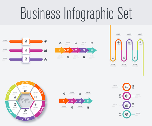 Business infographic set vectors 12