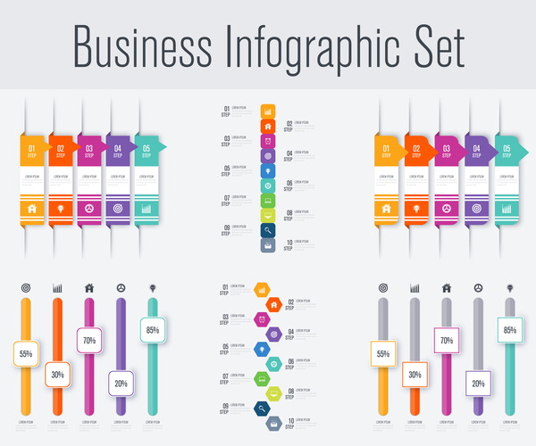 Business infographic set vectors 13