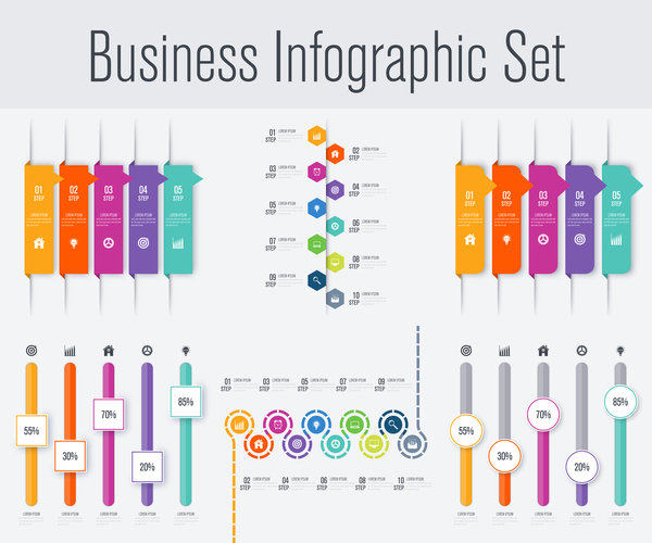 Business infographic set vectors 14