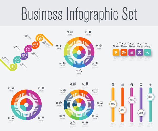 Business infographic set vectors 15