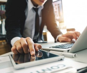 Businessman using Tablet PC Stock Photo 05