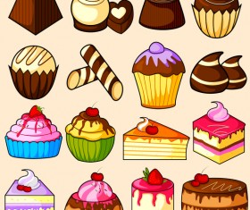 Cake hand drawing vectors set