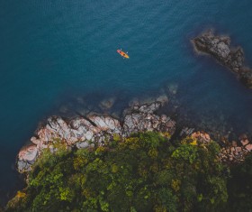 Calm sea boat Stock Photo