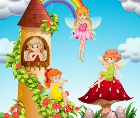 Fairy tale world and mushroom house vector 10 free download