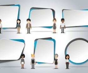 Cartoon people with paper banner vectors 09