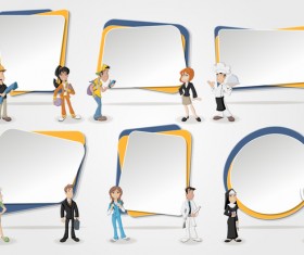 Cartoon profession people with paper banner vectors