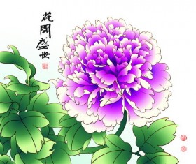 Chinese peony hand drawing vectors 02