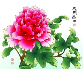 Chinese peony hand drawing vectors 08