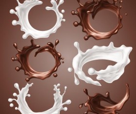 Chocolate with milk splashes vectors 01
