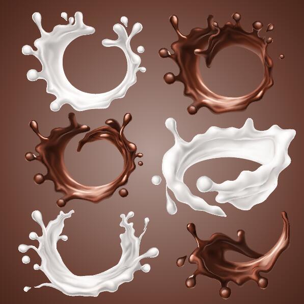 Chocolate with milk splashes vectors 01