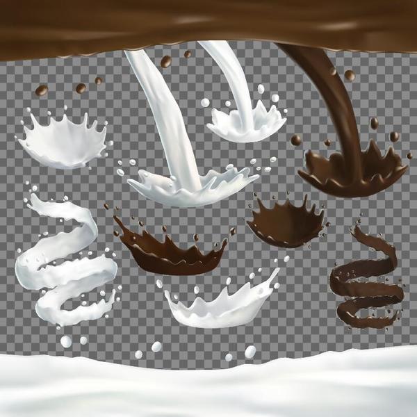 Chocolate with milk splashes vectors 02