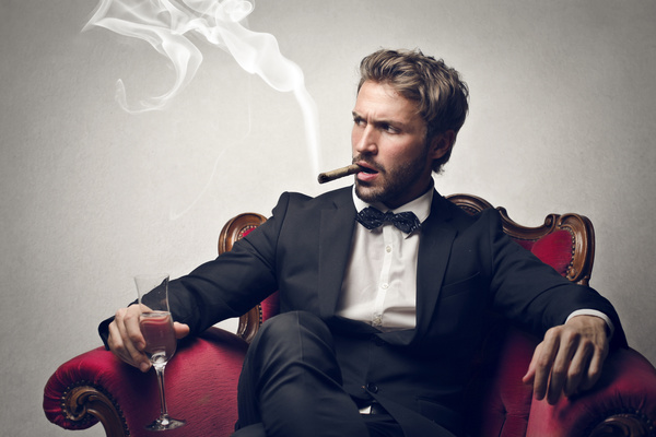 Cigar smoking man Stock Photo 02