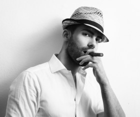 Cigar smoking man Stock Photo 03