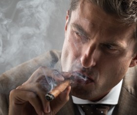 Cigar smoking man Stock Photo 04
