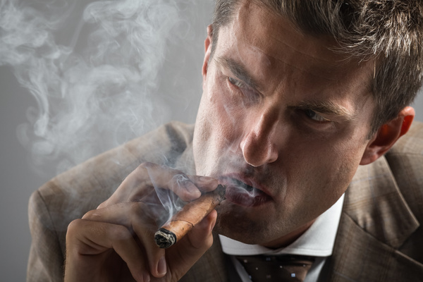 Cigar smoking man Stock Photo 04