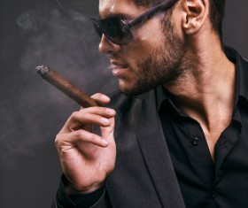 Cigar smoking man Stock Photo 06