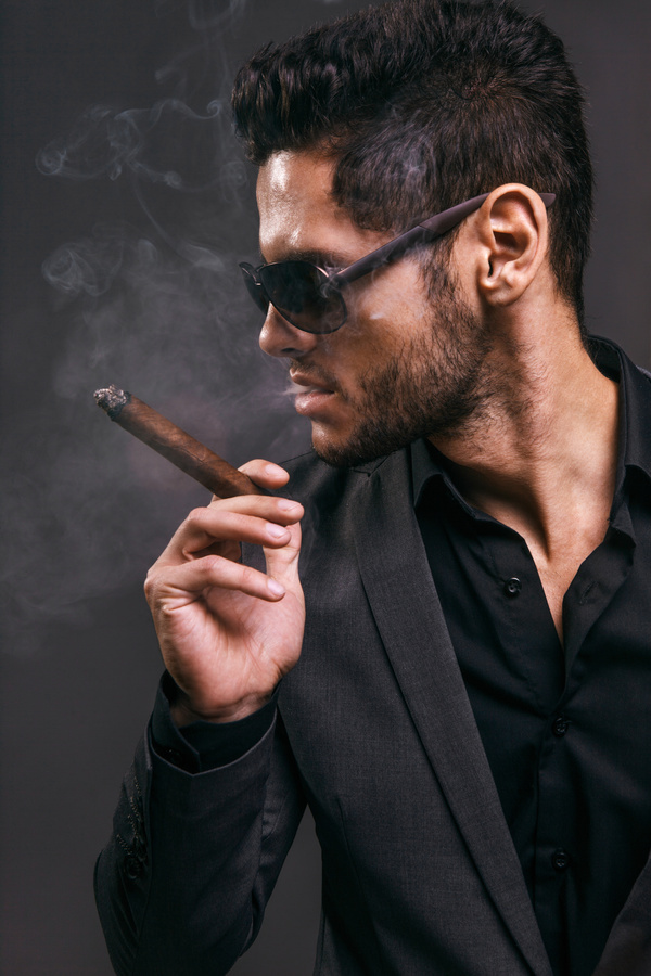 Cigar smoking man Stock Photo 06